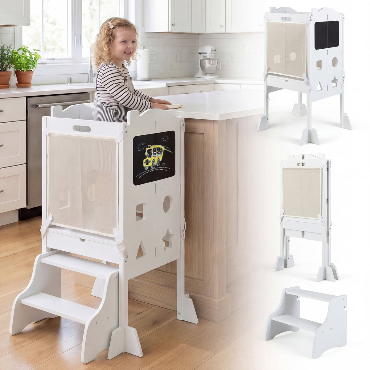 Foldable Toddler Step Stool with Chalkboards 2-Step StoolTorqelo.com