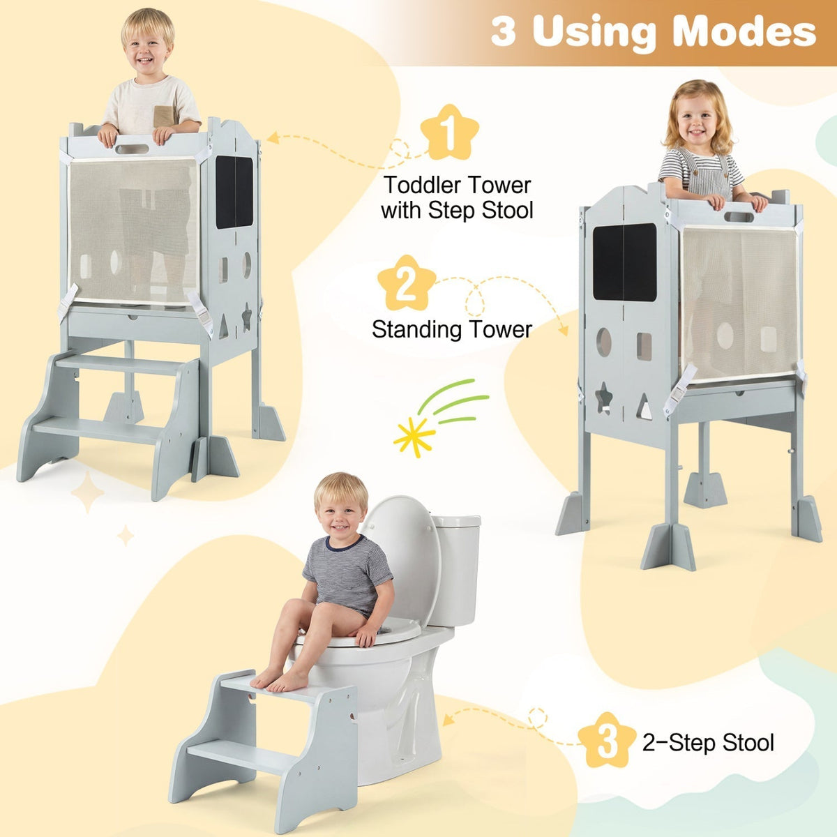 Foldable Toddler Step Stool with Chalkboards 2-Step StoolTorqelo.com