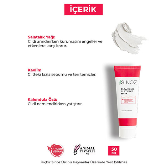 Sinoz Acne & Blackhead Purifying Facial Mask: Deep Pore Cleansing, Oil Control, and Natural Extracts for Clearer Skin by Beauty Care Bag