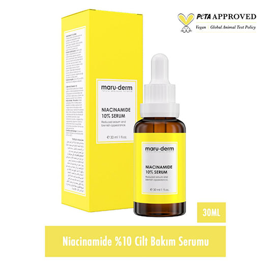 Maruderm Niacinamide 10% + Hyaluronic Acid Serum: Brighten, Hydrate & Balance Oily Skin | Even Skin Tone, Reduce Pores by Beauty Care Bag