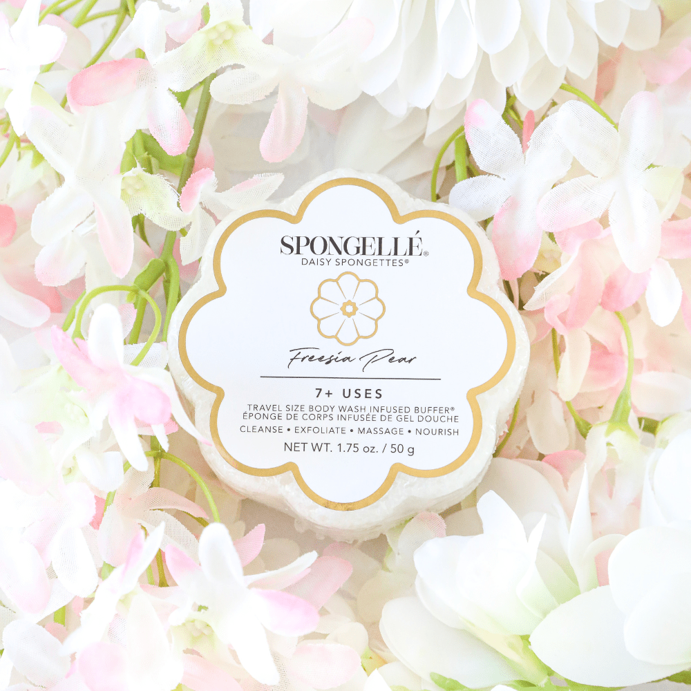 Freesia Pear | Daisy SpongetteBody Wash Infused BufferTorqelo.com