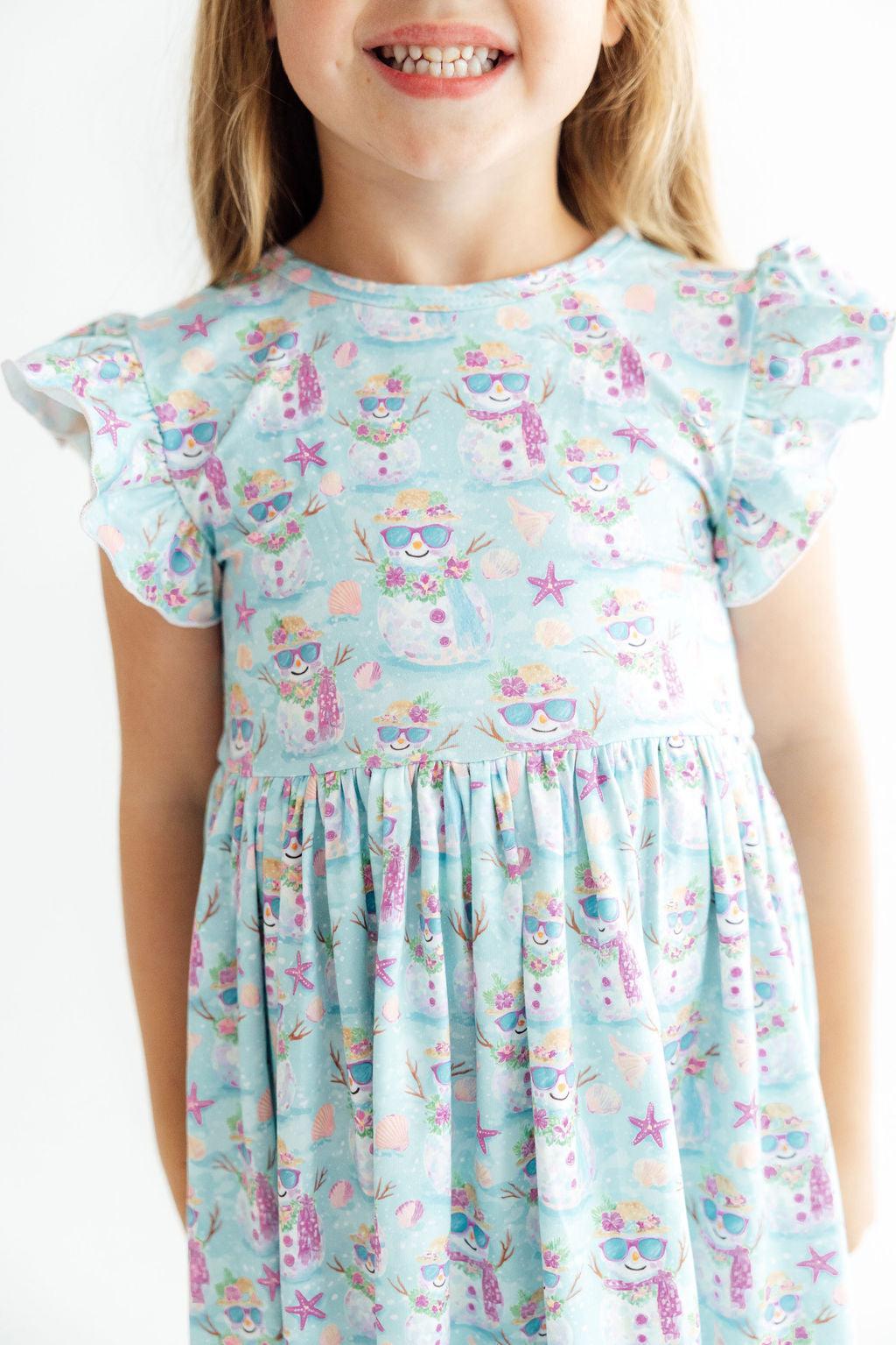 Frosty in Paradise Flutter Sleeve Twirl DressTwirl Dress - FlutterTorqelo.com