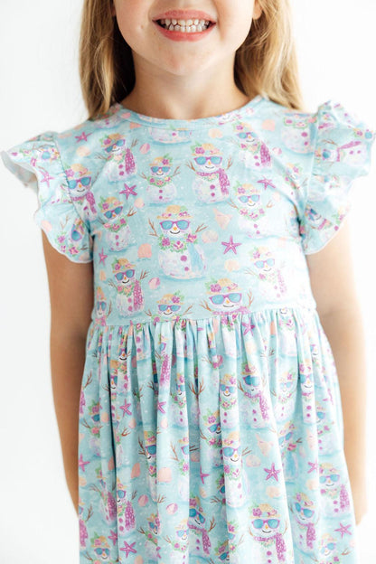 Frosty in Paradise Flutter Sleeve Twirl DressTwirl Dress - FlutterTorqelo.com
