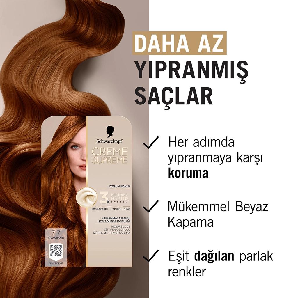 Schwarzkopf Creme Supreme Intense Care Hair Color 7-7 Warm Copper by Beauty Care Bag