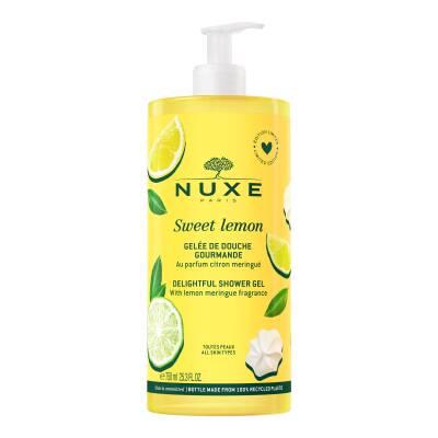 Nuxe Sweet Lemon Delightful Shower Gel: Refreshing & Fragrant - 750ml Large Size for Long Lasting Use by Beauty Care Bag