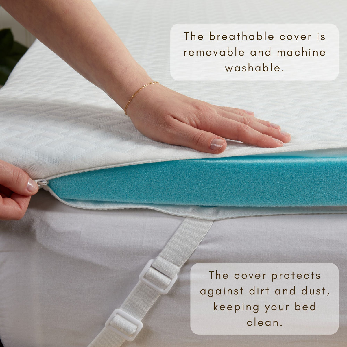 Great Bay Home 2 inch gel memory foam mattress topper, view 4