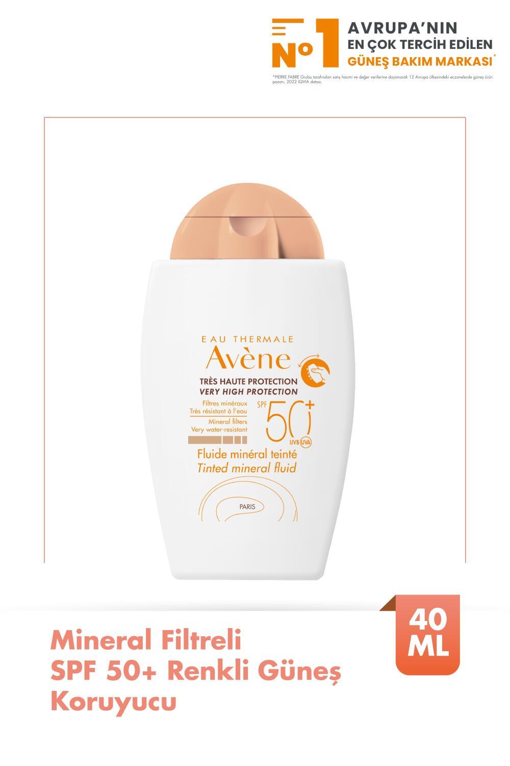 Avene Mineral Sunscreen Tinted SPF 50+ - Gentle Protection for Sensitive Skin, Avène Thermal Water, 1.35 fl oz by Beauty Care Bag