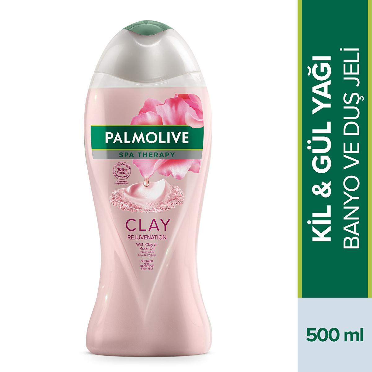Palmolive Spa Therapy Clay & Rose Oil Body Wash: Rejuvenate & Detoxify | Natural, Gentle Cleanser (500ml / 16.9 oz) by Beauty Care Bag
