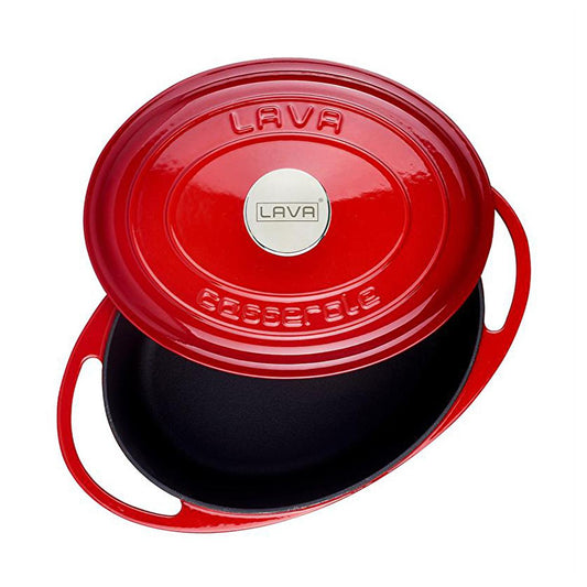 Lava enamel-coated cast iron oval pot, 8.66 x 11.02 inches
