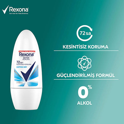 Rexona Cotton Dry Roll-On Deodorant for Women: 72-Hour Protection, Hypoallergenic, and Soft Cotton Extracts - Stay Fresh All Day. by Beauty Care Bag