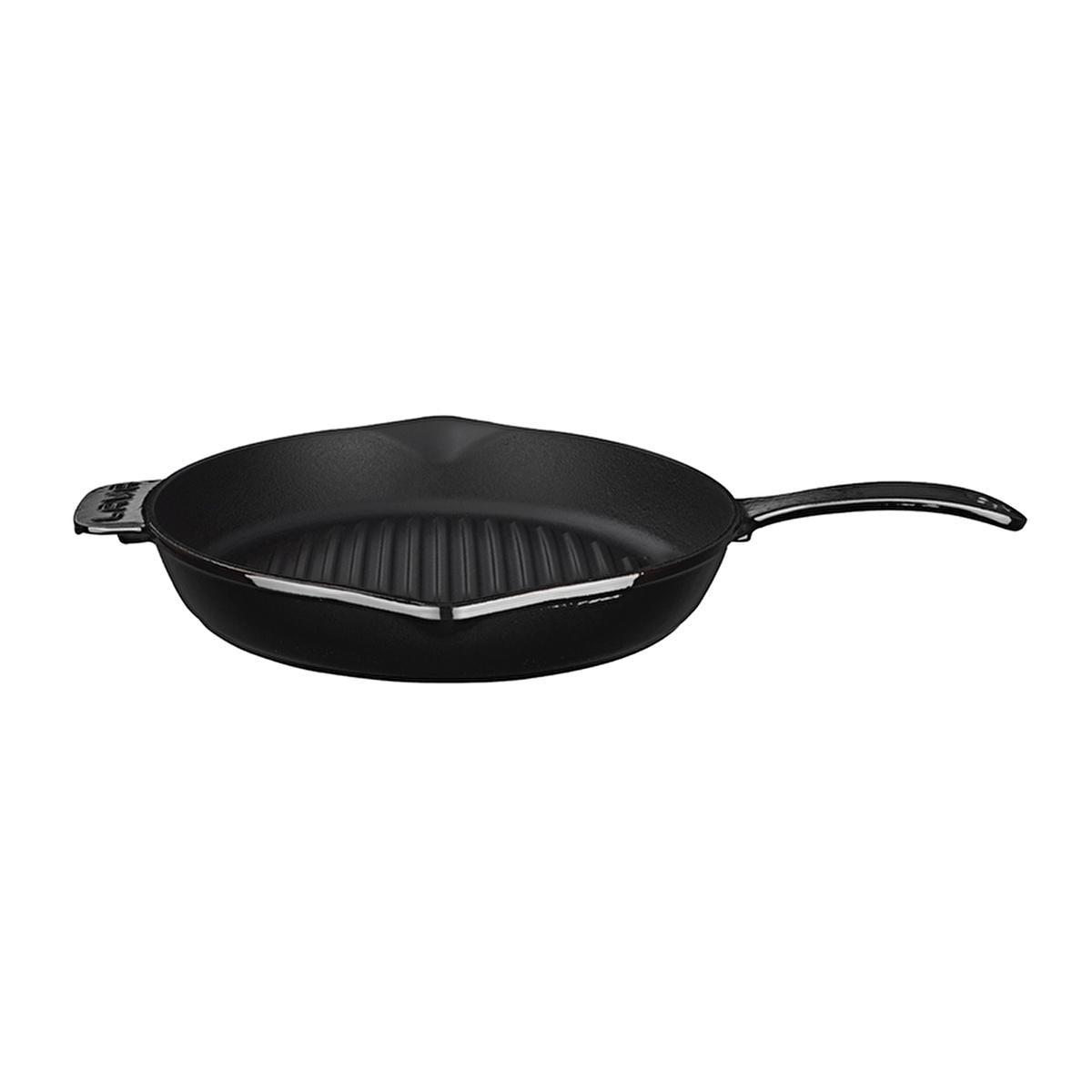 Lava Cast Iron Grill Pan - 28cm Round Enamel Coated Cookware for Stovetop & Oven Use by Beauty Care Bag