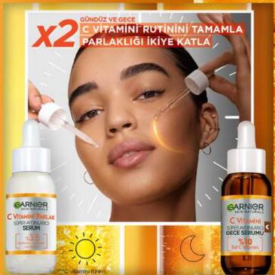 Garnier Vitamin C Serum - Anti-aging Night Serum for Brightening & Hydration, Vegan Skincare, 1.01 fl oz by Beauty Care Bag