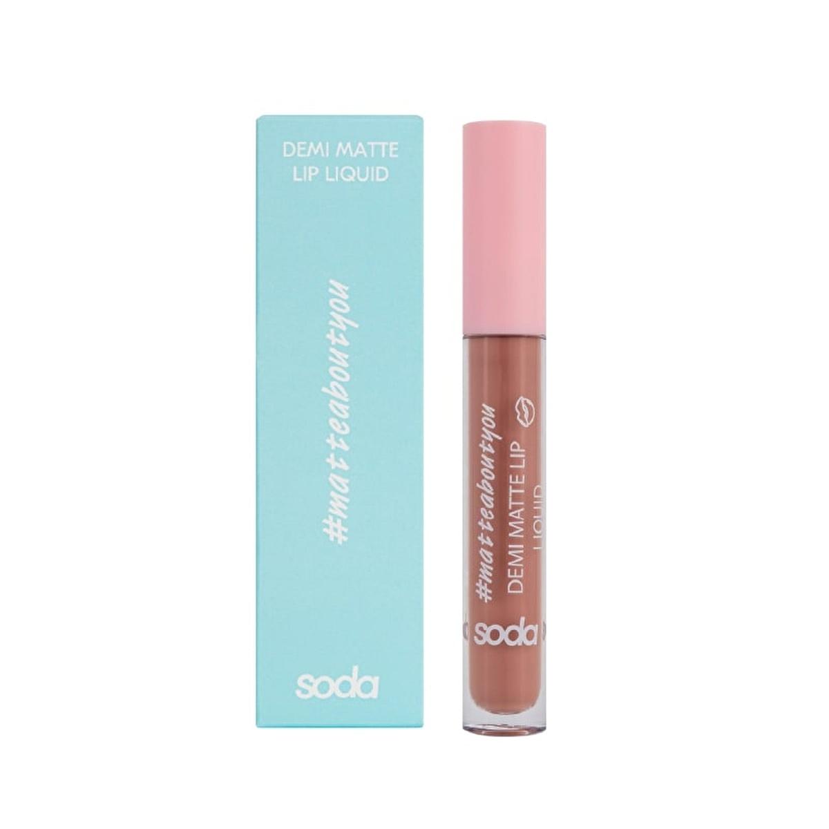 Soda Liquid Lipstick - Demi Matte Finish, Long Lasting Lip Color for Women by Beauty Care Bag