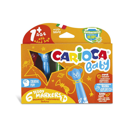 Carioca Teddy Jumbo washable baby markers, 6-pack