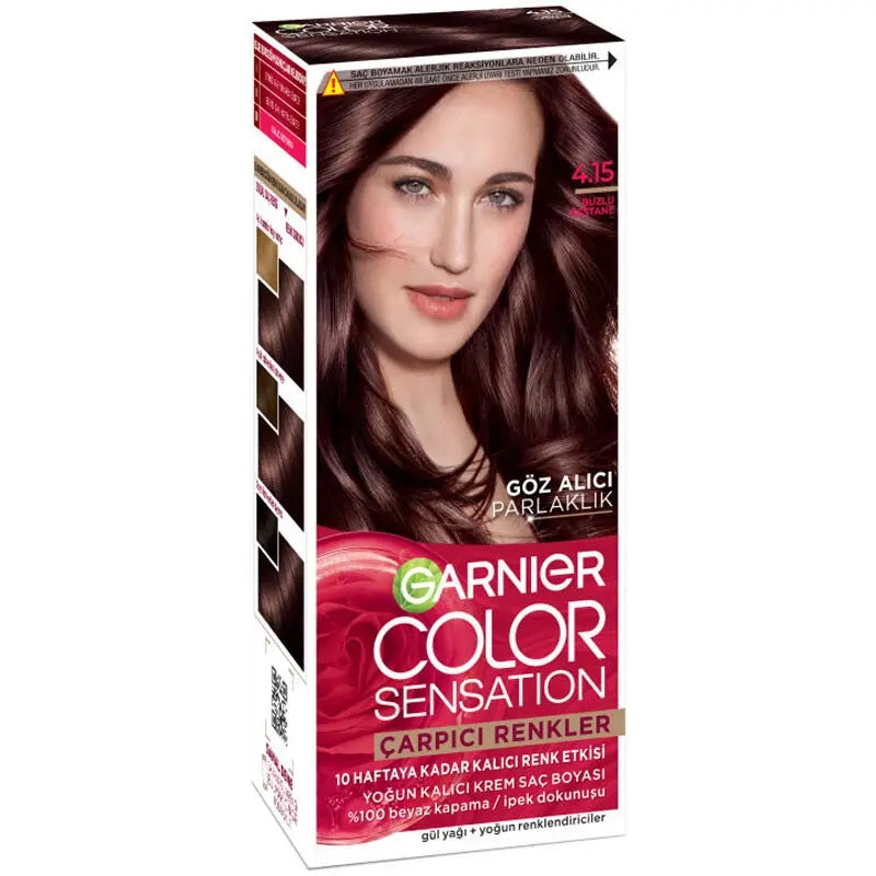 Garnier Color Sensation Permanent Hair Dye 4.15 Icy Chestnut by Beauty Care Bag