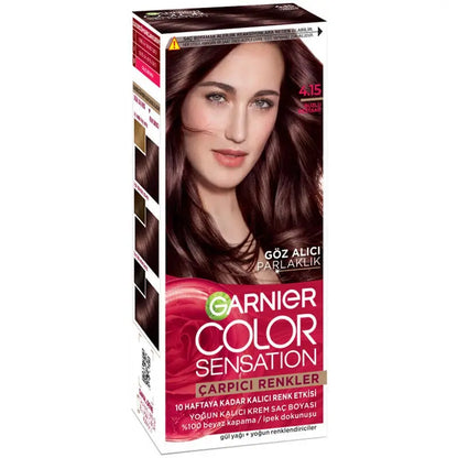 Garnier Color Sensation Permanent Hair Dye 4.15 Icy Chestnut by Beauty Care Bag