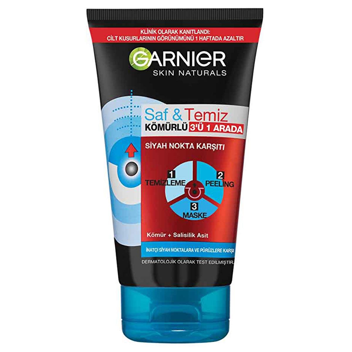 Garnier Charcoal Face Mask and Peeling Product - 3-in-1 Skincare Solution for Blackhead RemovalFace MaskTorqelo.com