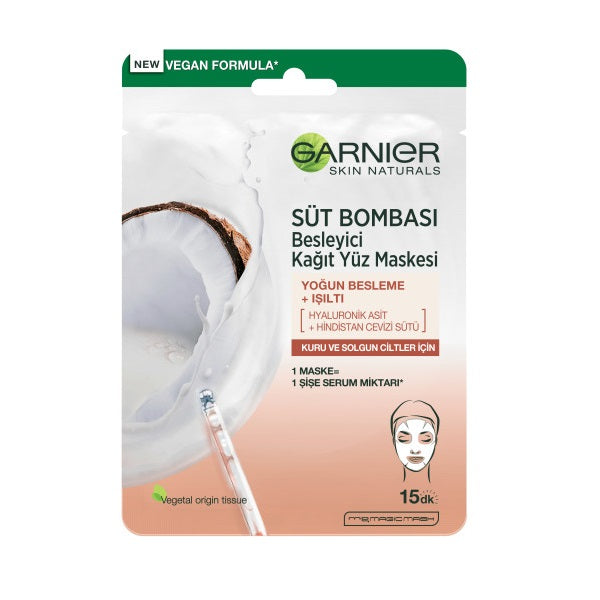 Garnier Nourishing Coconut Milk Sheet Mask for Dry Skin 28g by Beauty Care Bag
