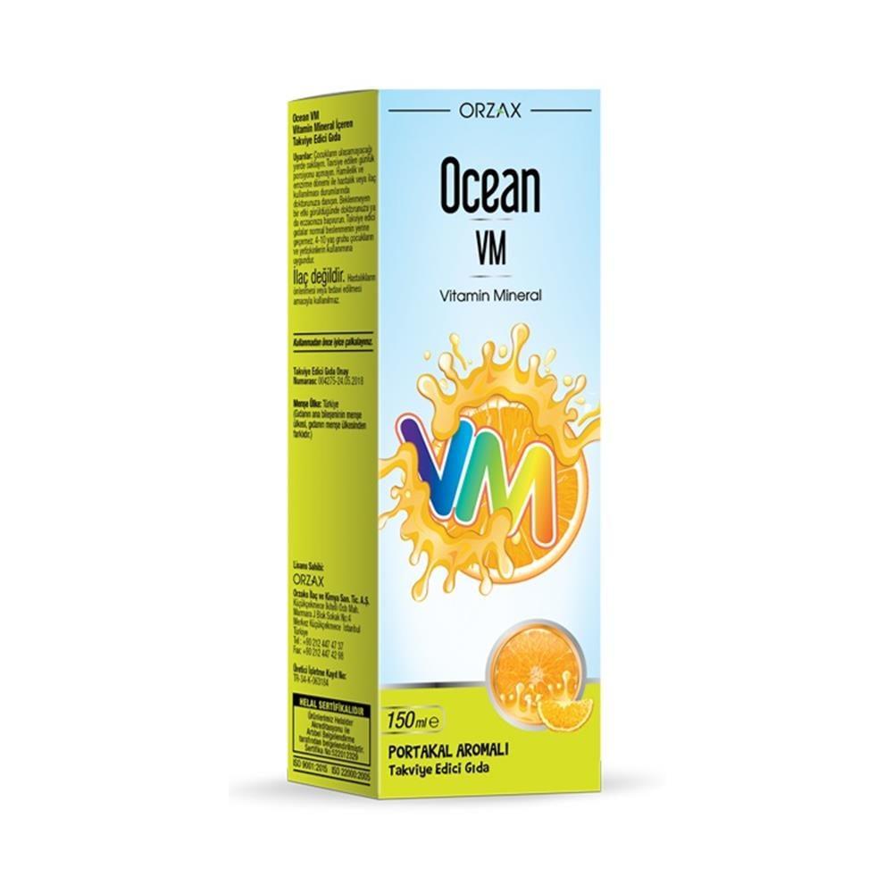 Ocean VM Vitamin Mineral Syrup for Adults and Children - Orange Flavored Dietary Supplement 150ml by Beauty Care Bag
