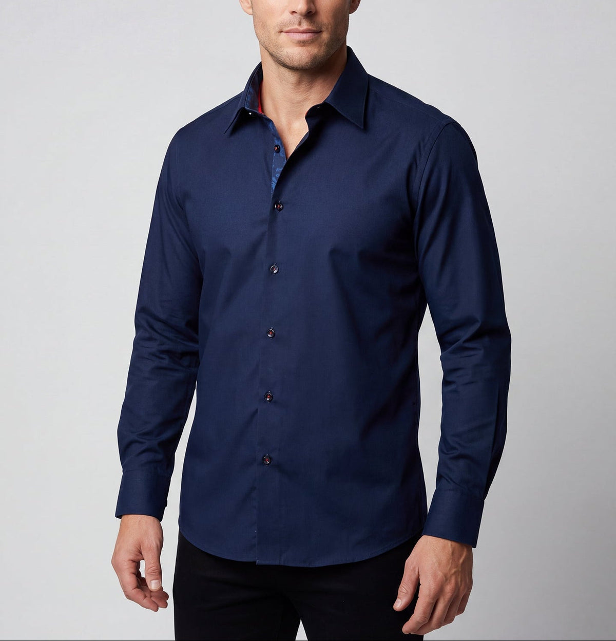 Geo Button-Up Shirt With Contrast Details // Navy // Contemporary Fit (Regular)Shirts & TopsTorqelo.com