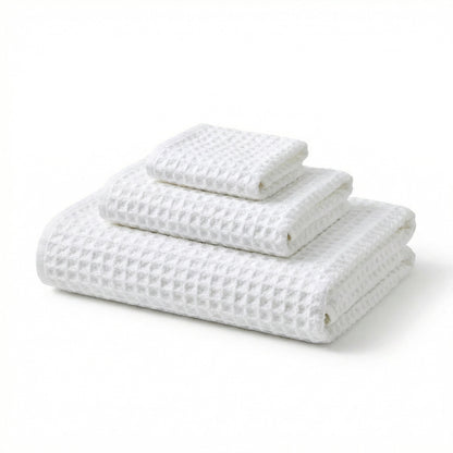 Cloud Waffle Geometry Bath Towel & Washcloth by Rust & Cinder