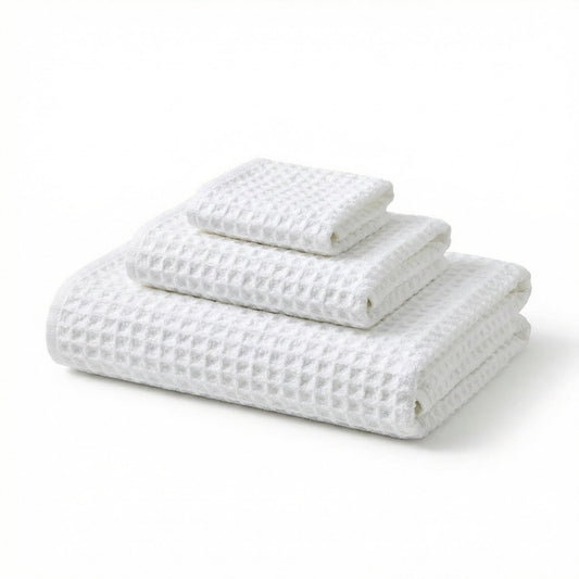 Cloud Waffle Geometry Bath Towel & Washcloth by Rust & Cinder