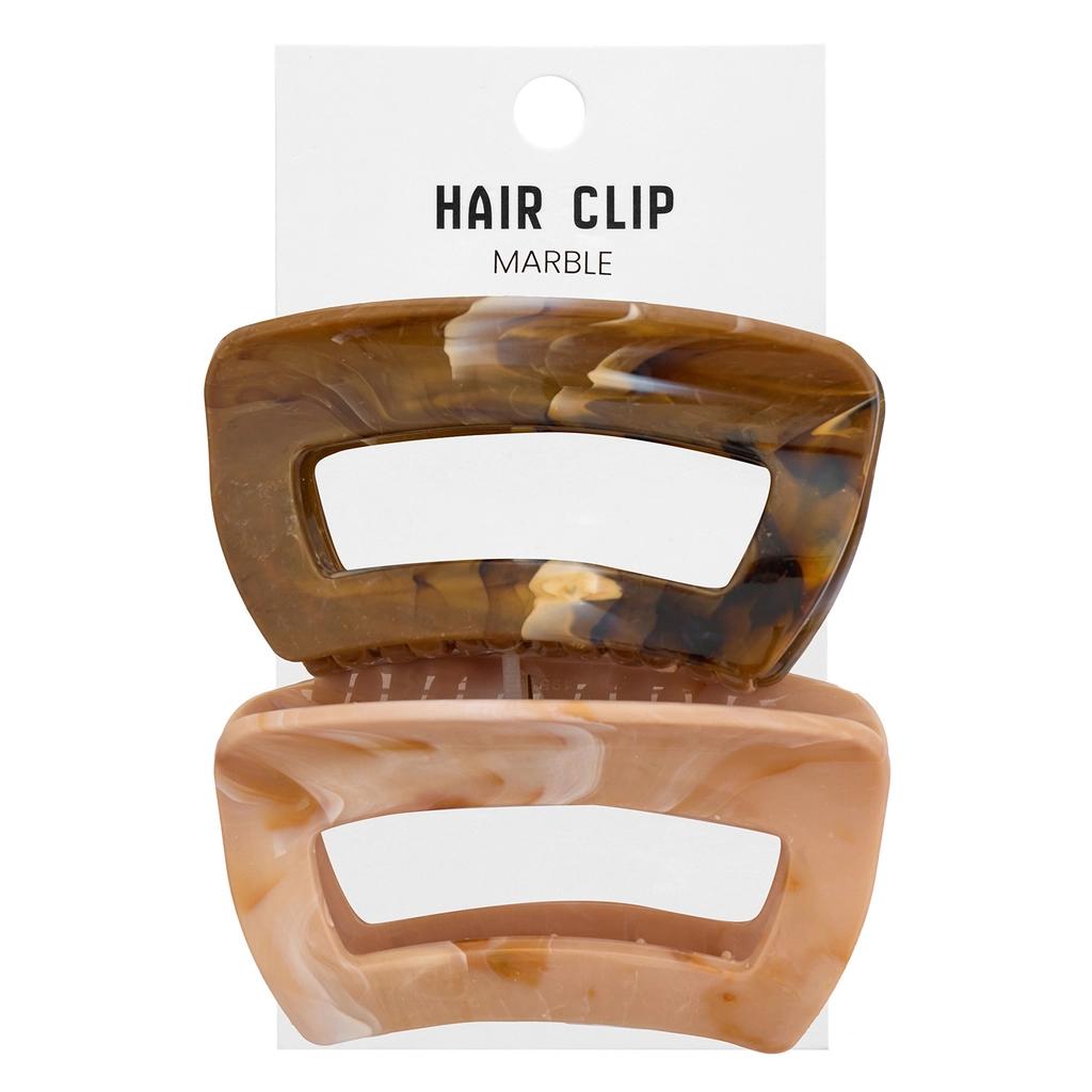 Eklips Marble Hair Claw Clips 2-Pack Cream & Brown by Beauty Care Bag