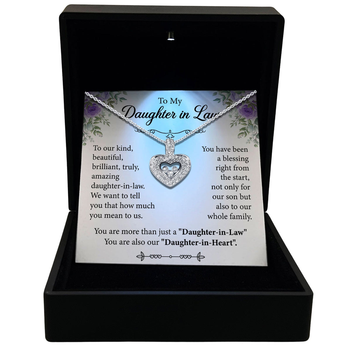 Daughter-In-Law Heart Necklace | Tryndi Floating Heart Design with Authentic Swarovski Crystals by the misfit market