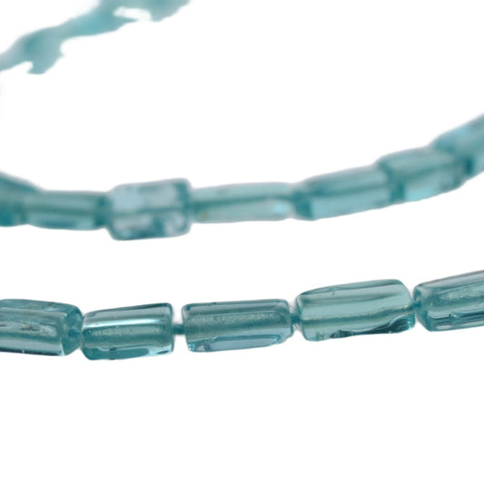 Natural Apatite Tube Beads Strand - Translucent Aqua Blue Green 14.5 Inches by Continental Bead Suppliers