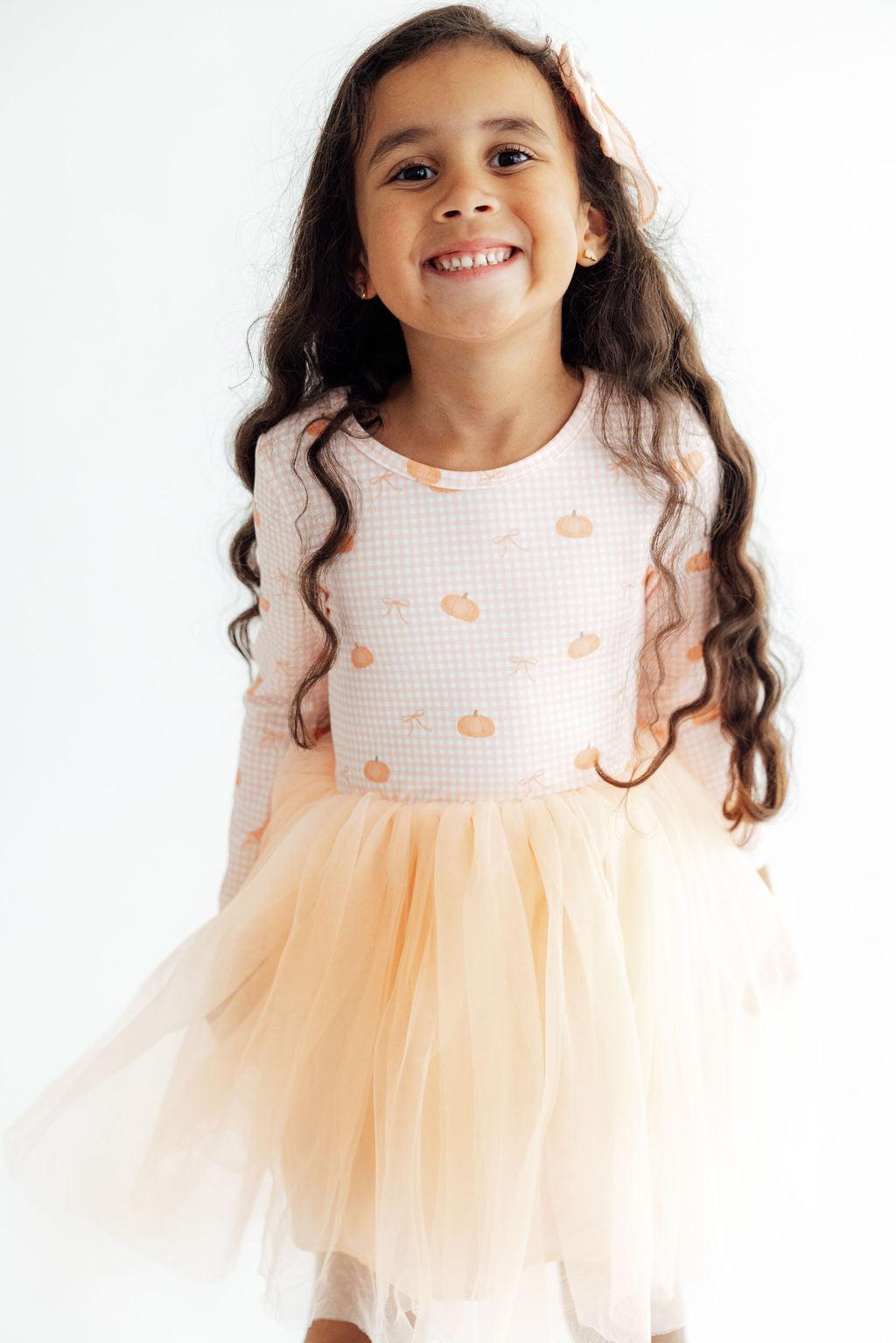 Gingham Pumpkins L/S Tutu DressTutu Dress L/STorqelo.com