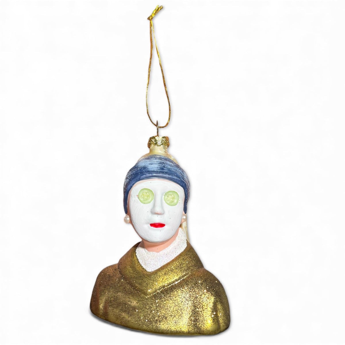 Girl with a Pearl Earring Johannes Vermer Glass Christmas Ornament by Rust & Cinder