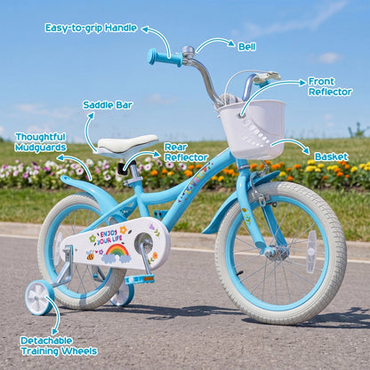 Girls Bike 12-18 Inch with Training Wheels and BasketKids BikeTorqelo.com