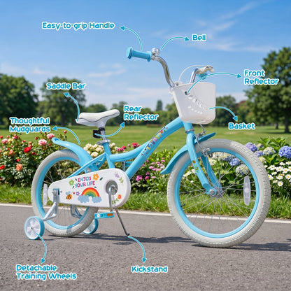 Girls Bike 12-18 Inch with Training Wheels and BasketKids BikeTorqelo.com