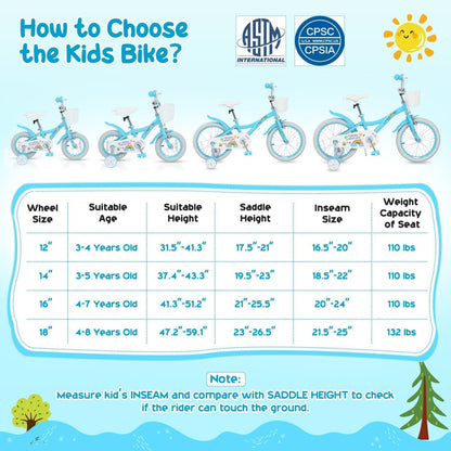Girls Bike 12-18 Inch with Training Wheels and BasketKids BikeTorqelo.com