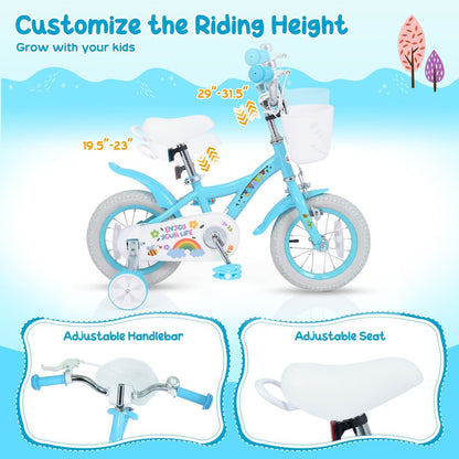 Girls Bike 12-18 Inch with Training Wheels and BasketKids BikeTorqelo.com