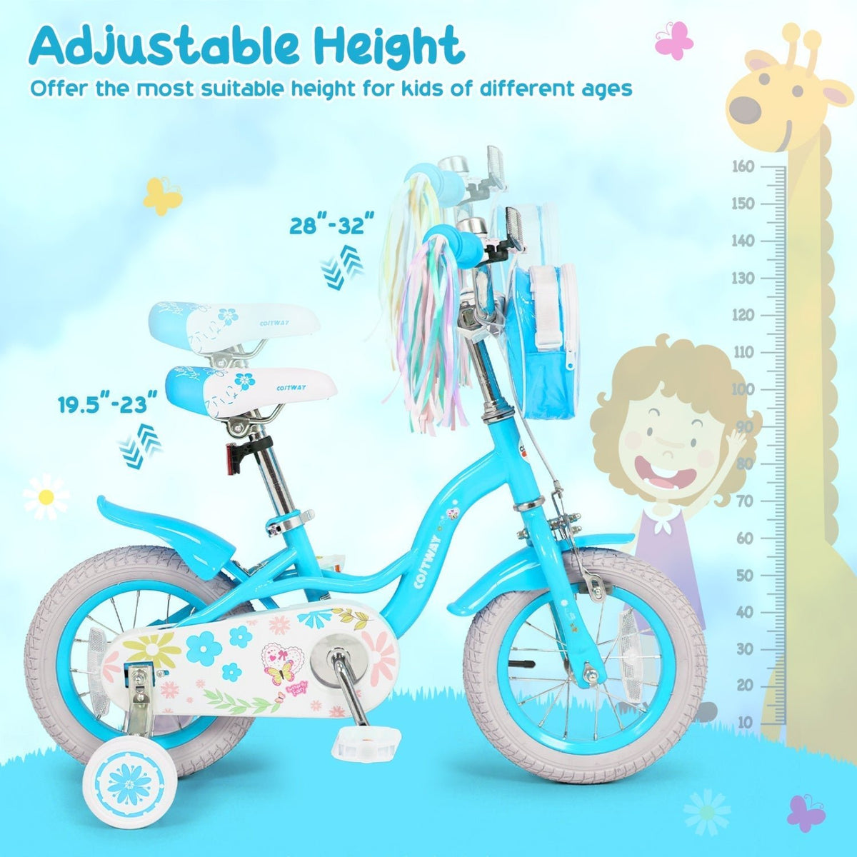 Girls Bike 12-18 Inch with Training Wheels and Front BagKids BikeTorqelo.com