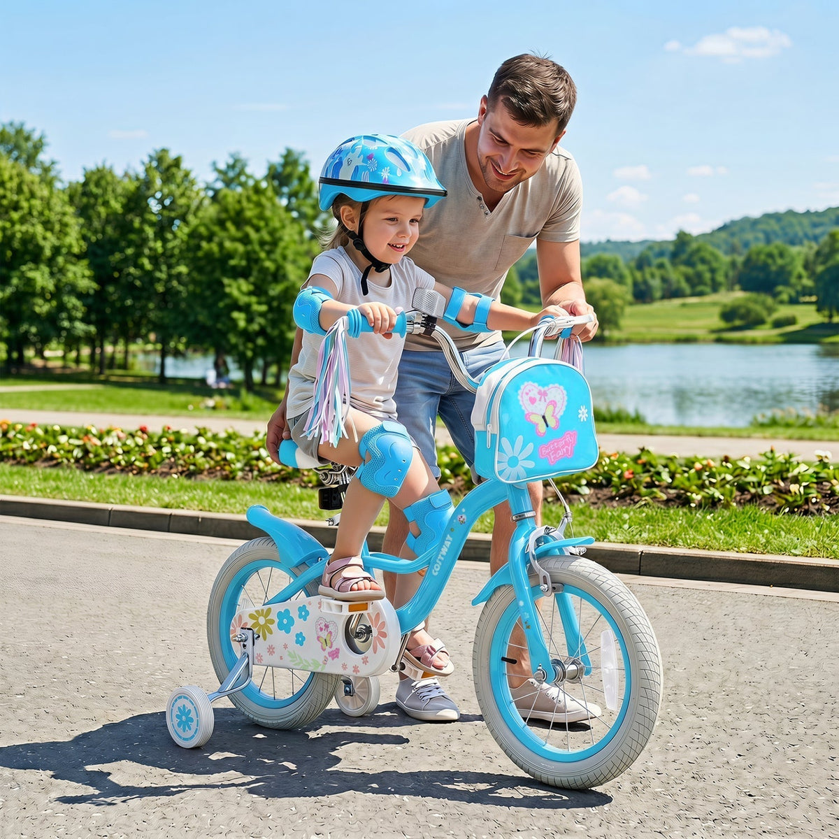 Girls Bike 12-18 Inch with Training Wheels and Front BagKids BikeTorqelo.com