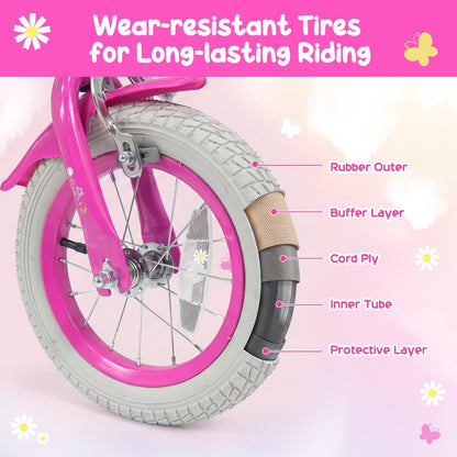 Girls Bike 12-18 Inch with Training Wheels and Front BagKids BikeTorqelo.com