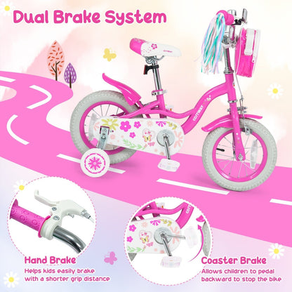 Girls Bike 12-18 Inch with Training Wheels and Front BagKids BikeTorqelo.com