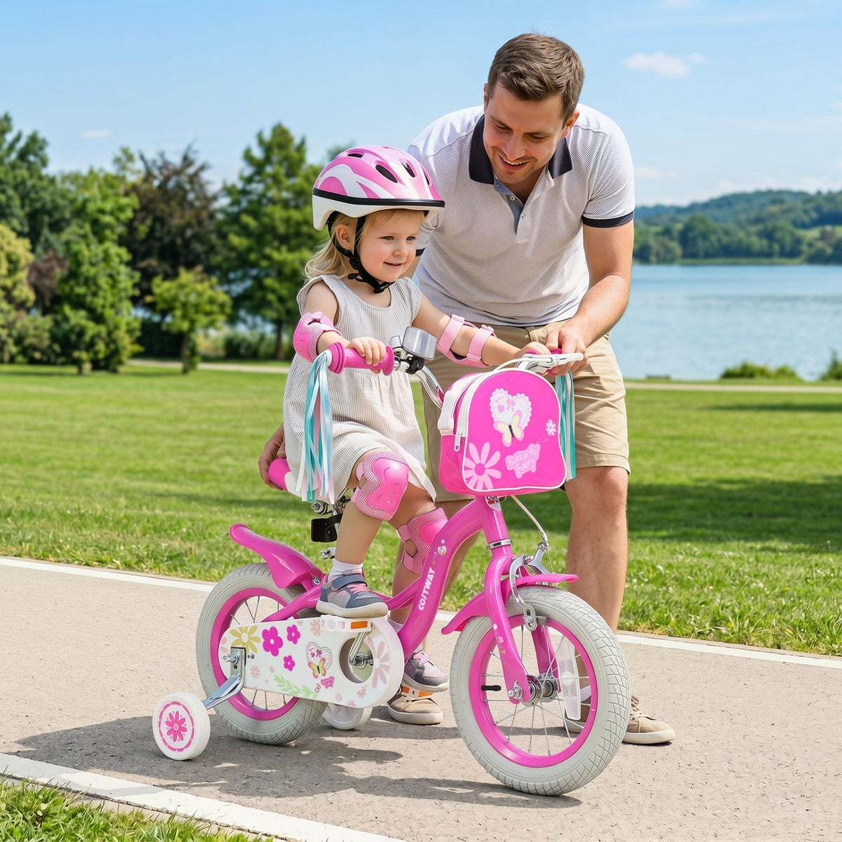 Girls Bike 12-18 Inch with Training Wheels and Front BagKids BikeTorqelo.com