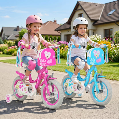 Girls Bike 12-18 Inch with Training Wheels and Front BagKids BikeTorqelo.com