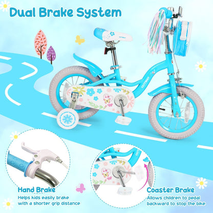 Girls Bike 12-18 Inch with Training Wheels and Front BagKids BikeTorqelo.com