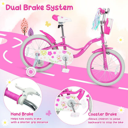Girls Bike 12-18 Inch with Training Wheels and Front BagKids BikeTorqelo.com