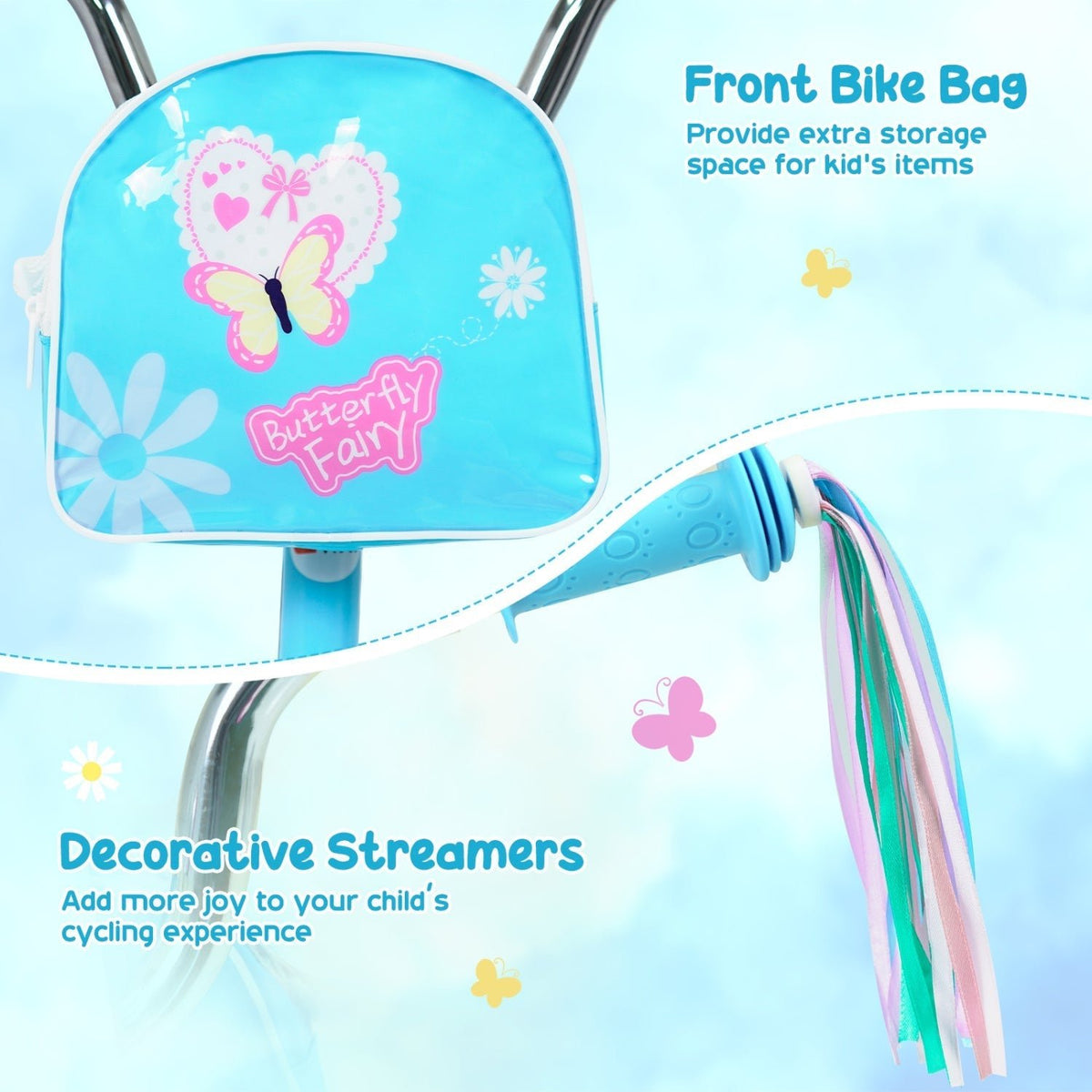 Girls Bike 12-18 Inch with Training Wheels and Front BagKids BikeTorqelo.com