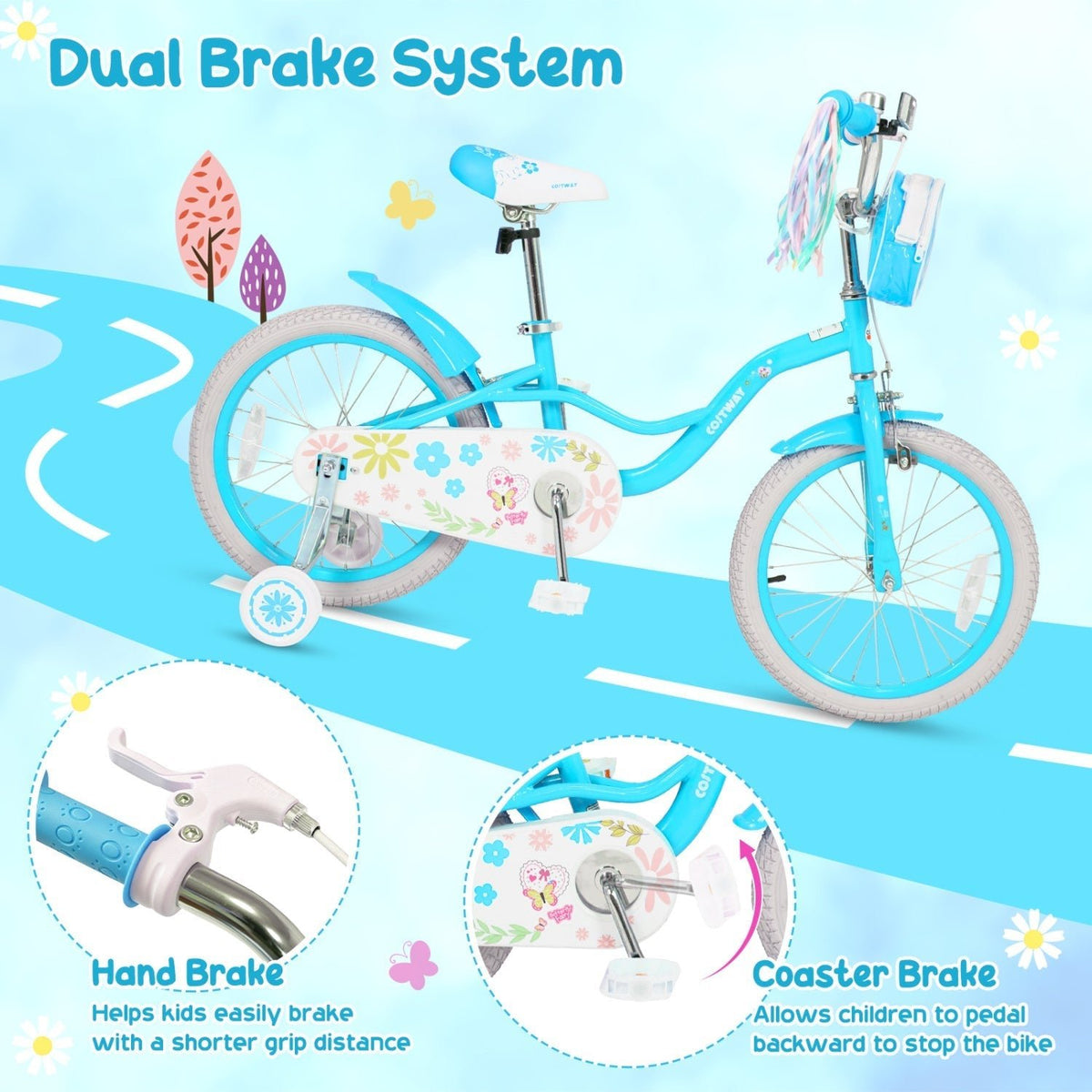 Girls Bike 12-18 Inch with Training Wheels and Front BagKids BikeTorqelo.com
