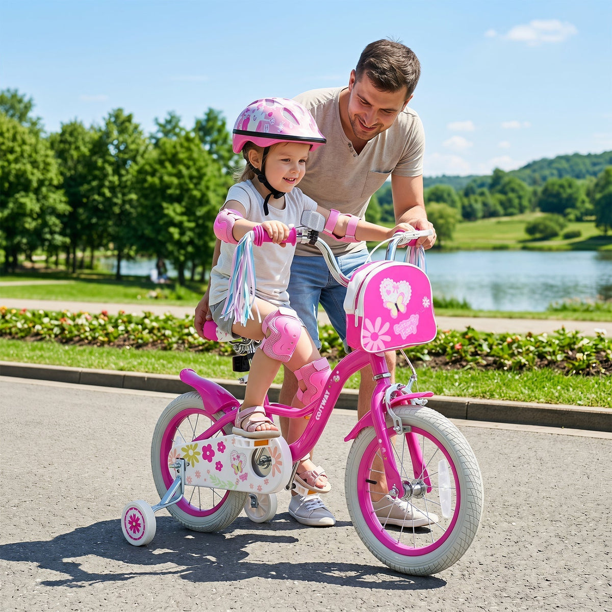 Girls Bike 12-18 Inch with Training Wheels and Front BagKids BikeTorqelo.com