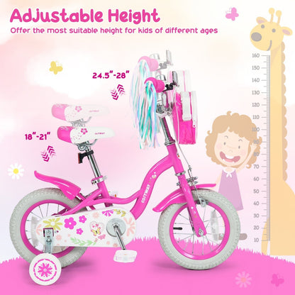 Girls Bike 12-18 Inch with Training Wheels and Front BagKids BikeTorqelo.com