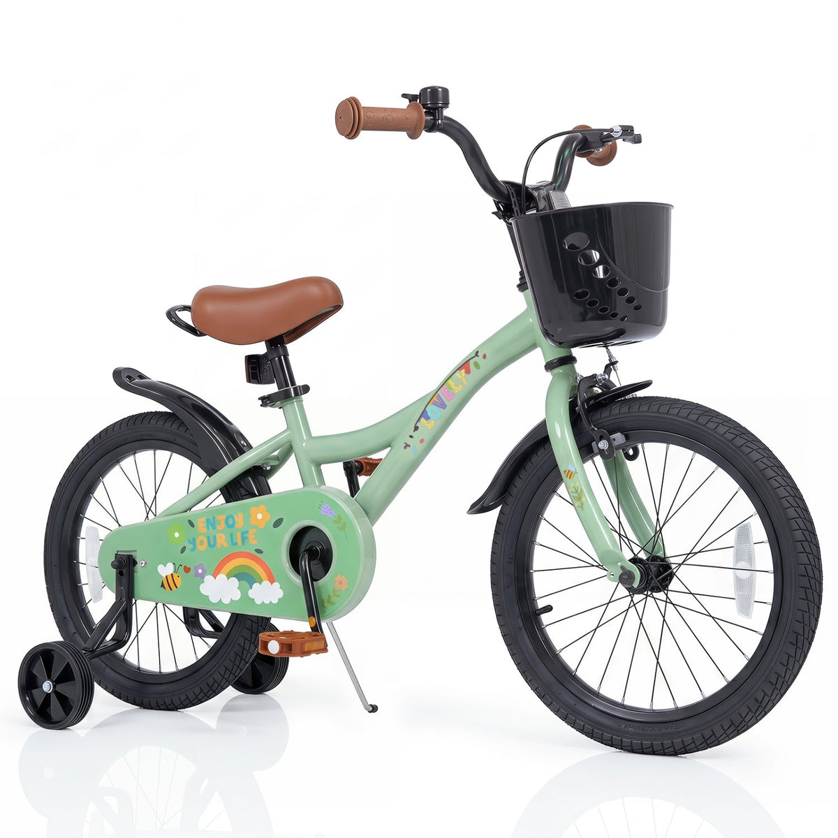 Girls Bike 12 Inch with Training Wheels and Basket - GreenKids BikeTorqelo.com
