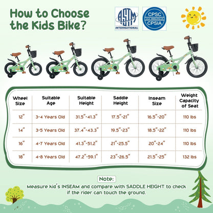 Girls Bike 12 Inch with Training Wheels and Basket - GreenKids BikeTorqelo.com