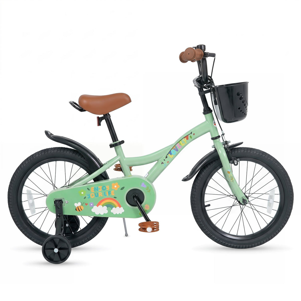 Girls Bike 12 Inch with Training Wheels and Basket - GreenKids BikeTorqelo.com